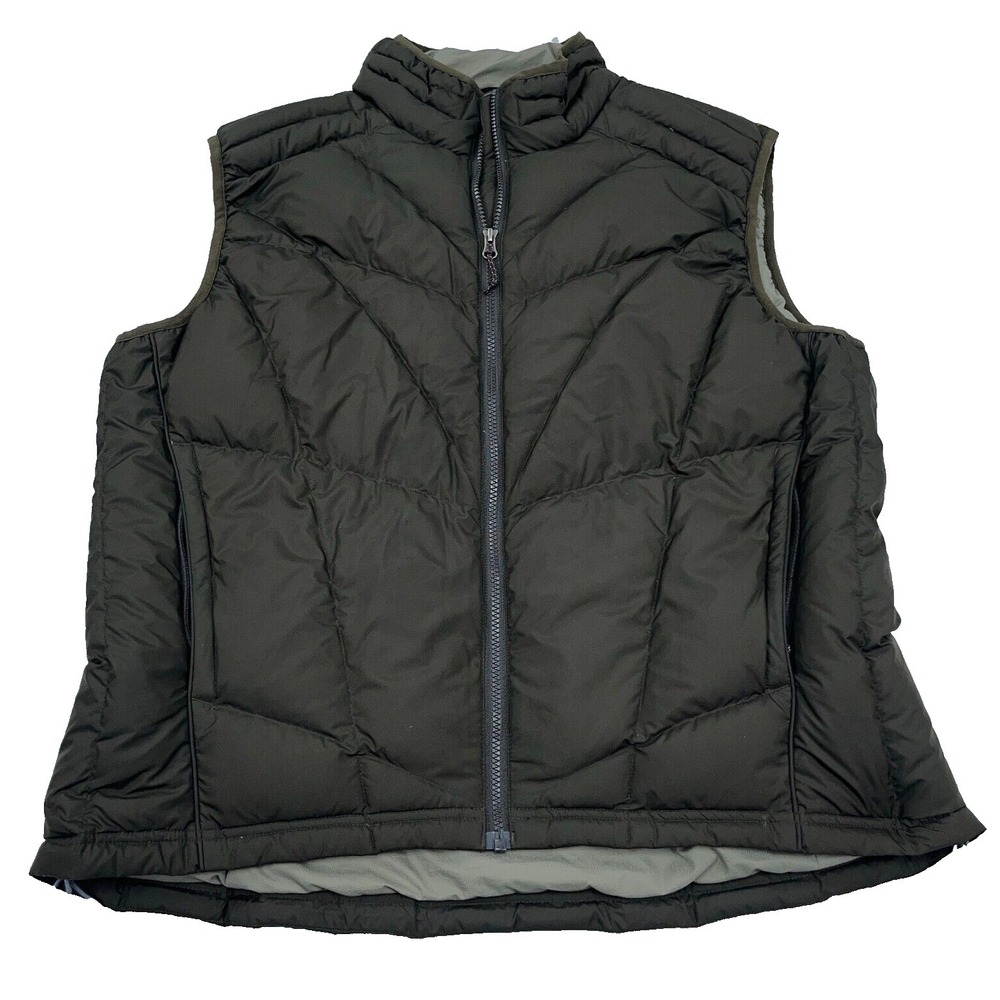 REI Vest Women XL Brown Puffer Jacket Goose‎ Down Fill Hiking Outdoor Ladies *